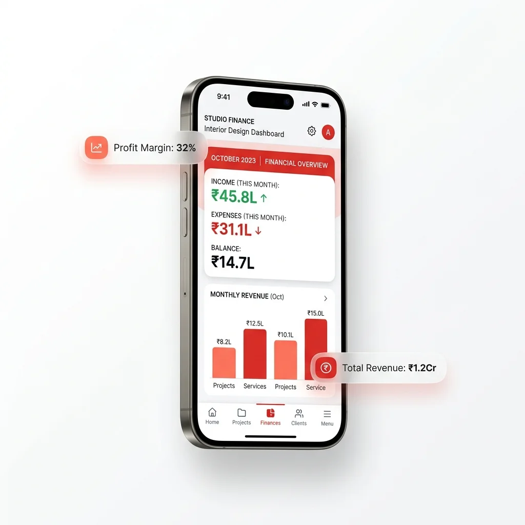 Interior IO Finance Dashboard Mockup