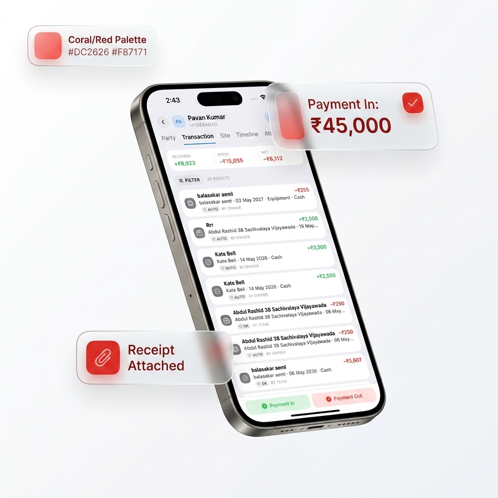 InteriorOS Project Transactions Screen
